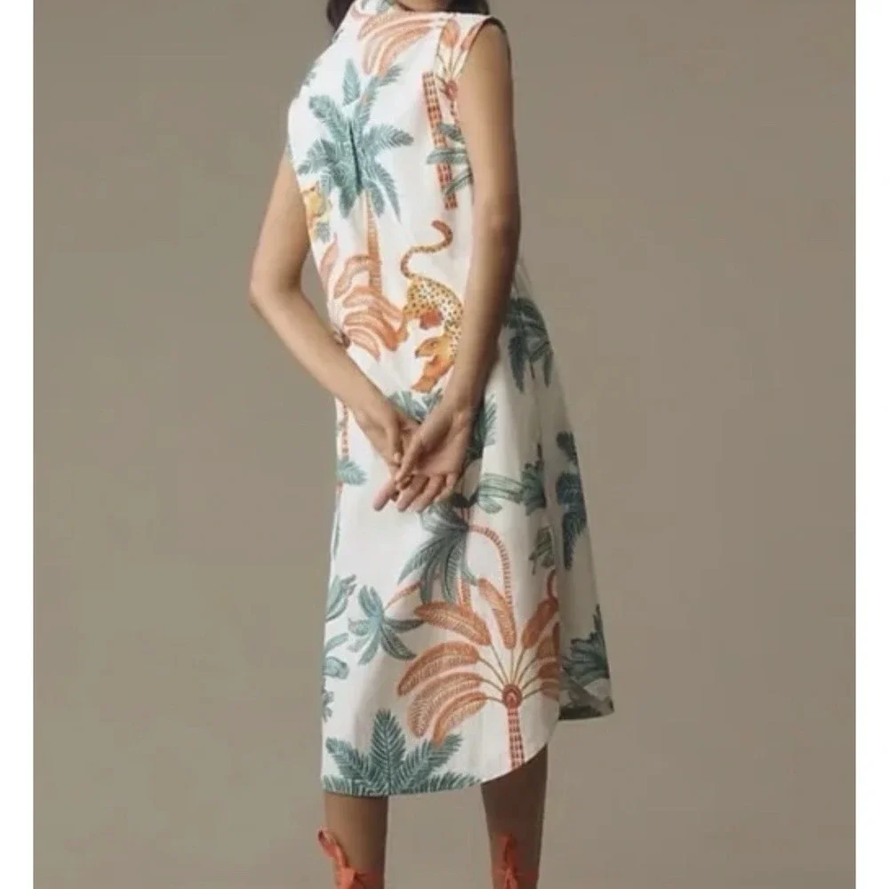 Maeve By Anthropologie Maxi Dress Women's Large Button-Front Tropical Resort - Picture 2 of 11